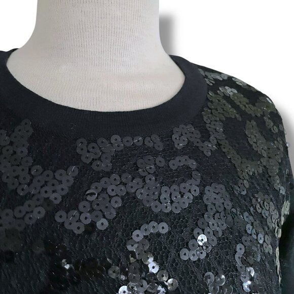Vintage 90s Escada Couture Womens Sweater Sz 36 Small Black Wool Sequin Lace - Picture 6 of 10